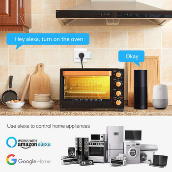 Έξυπνη πρίζα τοίχου 10a Ac100-240v Λειτουργία χρονισμού έξυπνου σπιτιού Dual Usb Εργασία με τηλεχειριστήριο Alexa και Google Home Smart Plug