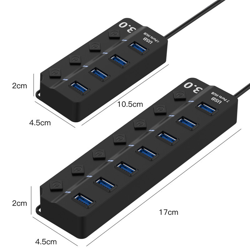 USB 3.0 centrmezgls USB centrmezgls 3.0 vairāku USB sadalītāju centrmezgls Izmantojiet strāvas adapteri 4/7 portu vairāku paplašinātāju 3.0 USB 3.0 centrmezgls ar slēdzi datoram