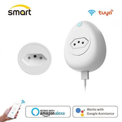 16A BR Brazil Wifi Smart Plug Socket With Power Monitor Wireless Tuya SmartLife APP Timer Voice Works for Google Home Alexa Mini