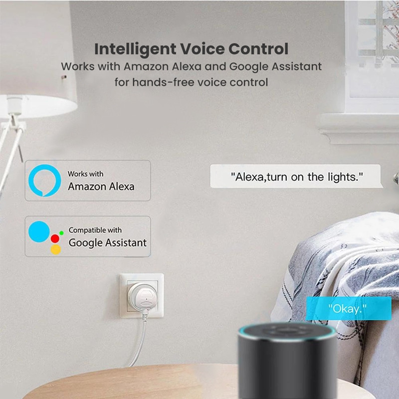 16A BR Brazil Wifi intelligens csatlakozóaljzat tápmonitorral, vezeték nélküli Tuya SmartLife APP időzítő hanggal működik a Google Home Alexa Mini számára