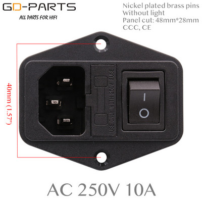 1PC AC kabel za napajanje Ulazna utičnica Priključak Električni konektor s držačem osigurača ON OFF Prekidač IEC320 C14 CCC CE AC 250V 10A