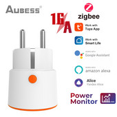 Tuya Zigbee 3.0 Smart Plug Socket EU 16A Outlet 3680W Power Monitor Vezeték nélküli időzítési vezérlés működik az Alexa Google Assistant segítségével
