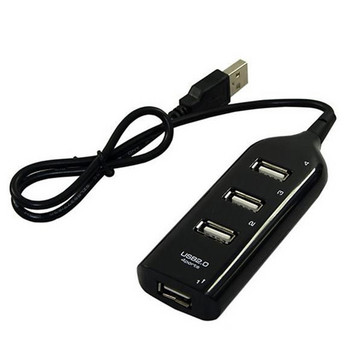 USB гнездо Електрически инструмент 4-портов USB 2.0 хъб с 1,6 футов кабел, подходящ за лаптоп, настолен компютър, потребителска електроника