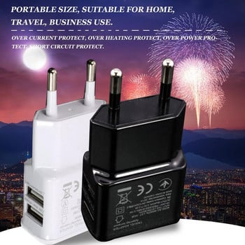 1A Dual USB Charger Бързо зареждане Електрически контакт Travel EU Plug Adapter преносимо зарядно за стена Зарядно за мобилен телефон За телефон