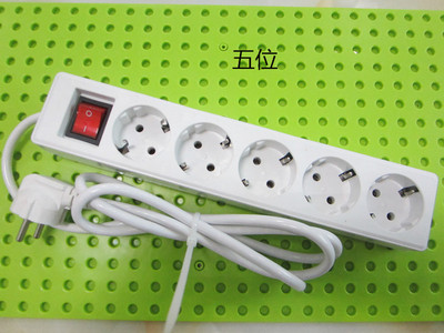 ES standarto vokiško tipo maitinimo juosta 3/4/5 lizdai eilėje plokščio adapterio šviesos jungiklis su viršįtampių apsaugos ilgintuvu