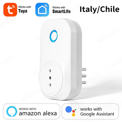 Čile Taliansko WiFi Inteligentná zásuvka Tuya Smart Home Power Strip Socket 16A Bezdrôtový adaptér pre domáce spotrebiče Voice pre Alexa Google