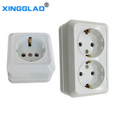 ES spraudnis dubultā ligzda 1/2 kontaktligzdas sienas kontaktligzda bez zemes Eiropas adaptera uzlādes barošana sienas lādētājs 250V 16A