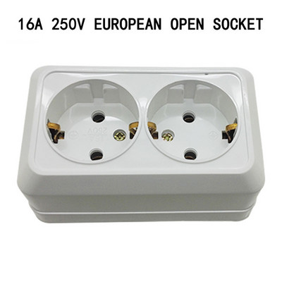 ES spraudnis dubultā ligzda 1/2 kontaktligzdas sienas kontaktligzda bez zemes Eiropas adaptera uzlādes barošana sienas lādētājs 250V 16A