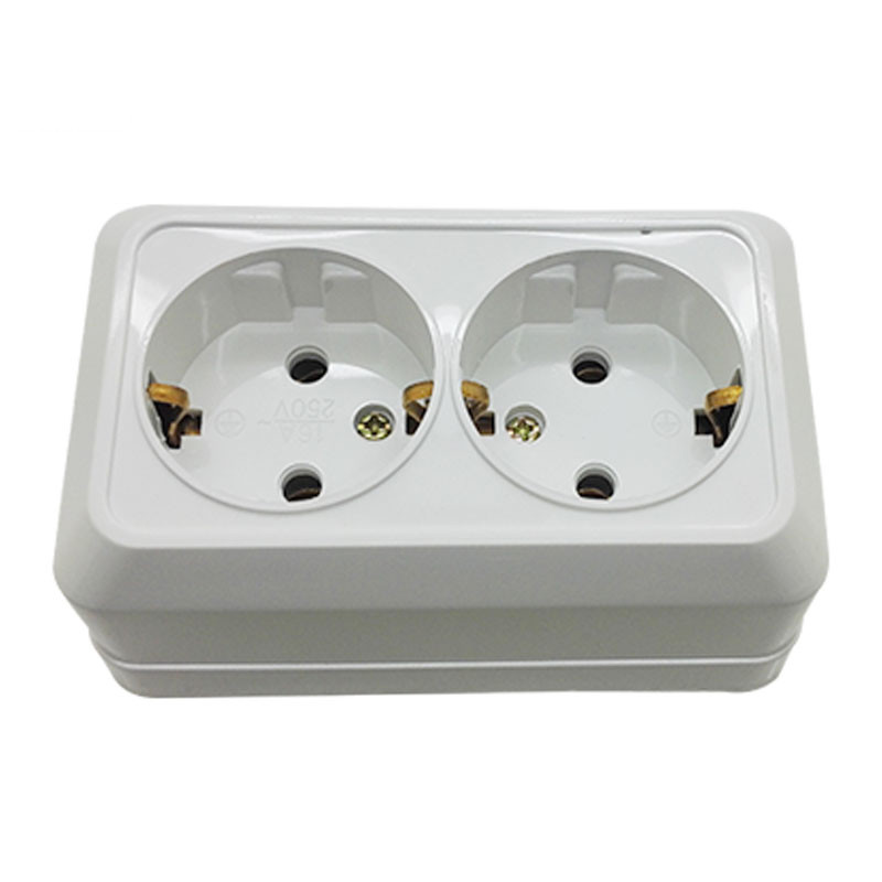 ES spraudnis dubultā ligzda 1/2 kontaktligzdas sienas kontaktligzda bez zemes Eiropas adaptera uzlādes barošana sienas lādētājs 250V 16A