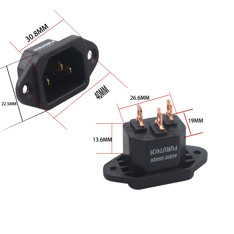 Furutech utikač stražnjeg sjedala Pozlaćeni/crveni bakar Konektor utičnice za struju IEC utikač za struju Sučelje za napajanje Zadnje utikač za ulaze filtra