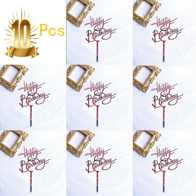 6pcs/Lot Zlatni Sretan rođendan Akrilne prevlake za tortu Zlatne prevlake za rođendansku tortu za djecu Ukrasi za tortu za rođendansku zabavu Baby Shower
