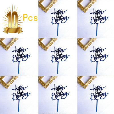 6pcs/Lot Zlatni Sretan rođendan Akrilne prevlake za tortu Zlatne prevlake za rođendansku tortu za djecu Ukrasi za tortu za rođendansku zabavu Baby Shower