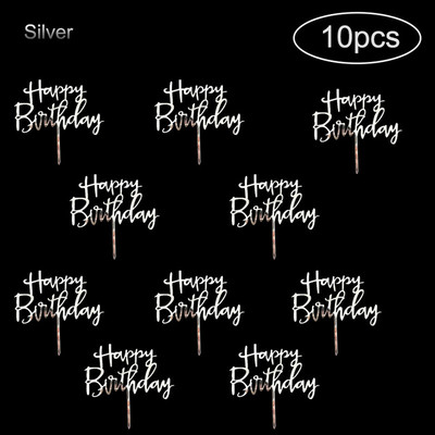 6pcs/Lot Zlatni Sretan rođendan Akrilne prevlake za tortu Zlatne prevlake za rođendansku tortu za djecu Ukrasi za tortu za rođendansku zabavu Baby Shower