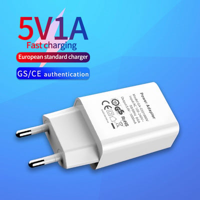 5V1A Европейски стандарт USB щепсел за зареждане Испания Унгария Белгия Португалия Дания Русия Захранващ адаптер Зарядно за мобилен телефон
