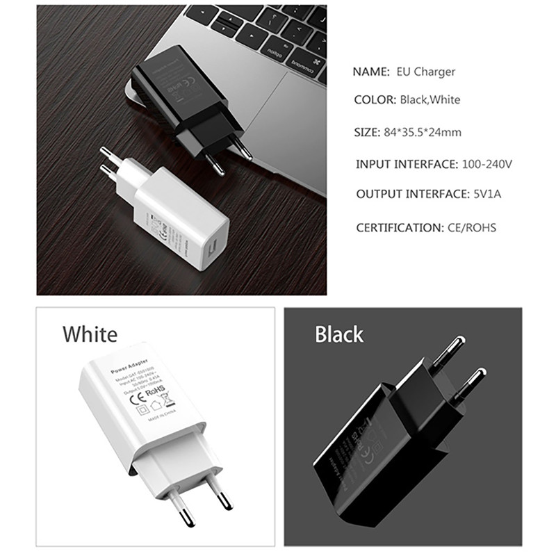 5V1A Europski standardni USB utikač za punjenje Španjolska Mađarska Belgija Portugal Danska Rusija Adapter za napajanje Punjač za mobilni telefon