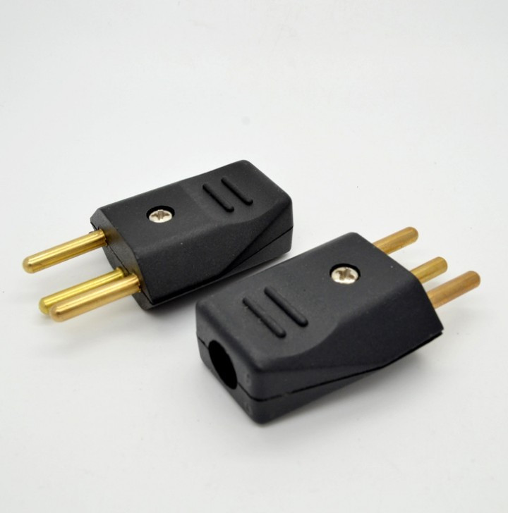 Fekete 250v 10A univerzális levehető huzalozási adapter dugó EU svájci szabvány 3 tűs ipari gép tápkábel dugós aljzat