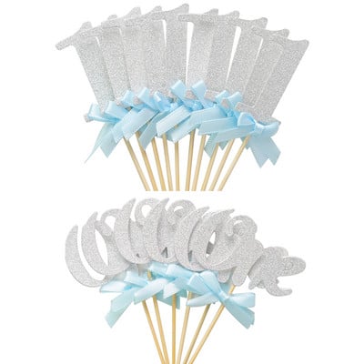 16db arany rózsaszín 1 egy papír torta cupcake fedők Első 1. fiú lány születésnapi parti díszek Én vagyok egy éves évfordulóm