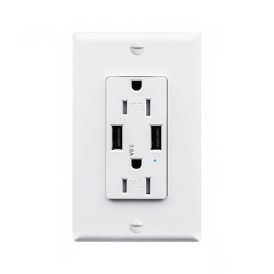 3.6A/4.2A Dvostruki USB priključak Zidna utičnica Punjač Priključak Bijela ploča TR UL Kompatibilan za Apple Samsung XIAOMI uređaj