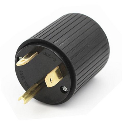 Juodas amerikietiškas 125V 30A NEMA TT-30P TT-30R US Generatoriaus kištukinis lizdas Neišsijungiantis pramoninio maitinimo kištuko lizdas, vidinis laido jungtis