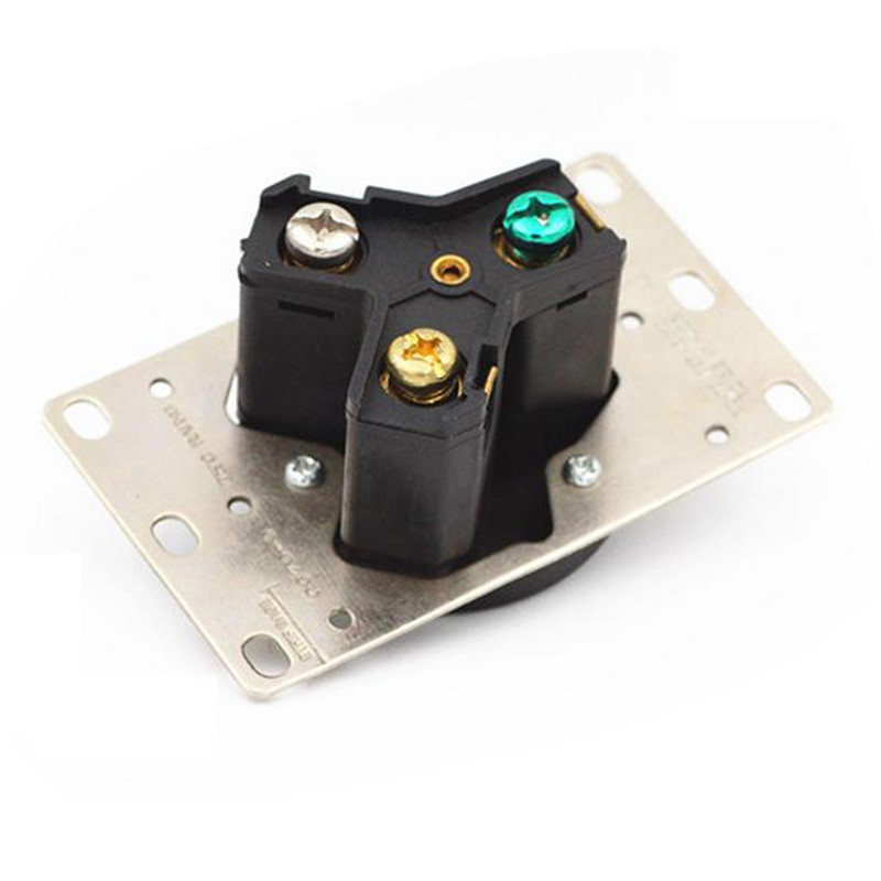 Juodas amerikietiškas 125V 30A NEMA TT-30P TT-30R US Generatoriaus kištukinis lizdas Neišsijungiantis pramoninio maitinimo kištuko lizdas, vidinis laido jungtis