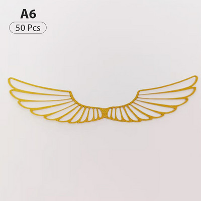 50 buc. Decoratiuni de ciocolată pentru petrecerea vrăjitorului, decorare cu aripi scobite din ciocolată, inserție de card de tort cu aripi cu sclipici pentru partea de sus a tortului de petrecere