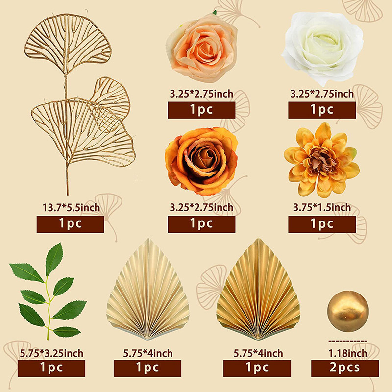 1 set de flori de decorare din frunze de palmier de aur pentru decorarea torturilor din hârtie pentru ziua de naștere, tort de petrecere fericită, palmier auriu, decor boem