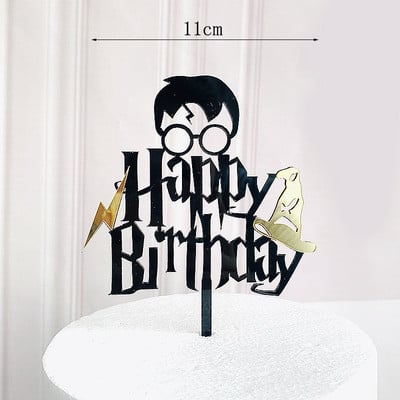 Tamni crtić Sretan rođendan Akrilni nadjev za tortu Slatki dječak vještica Pokrivač za tortu za dječju rođendansku zabavu Ukrasi za tortu Baby Shower