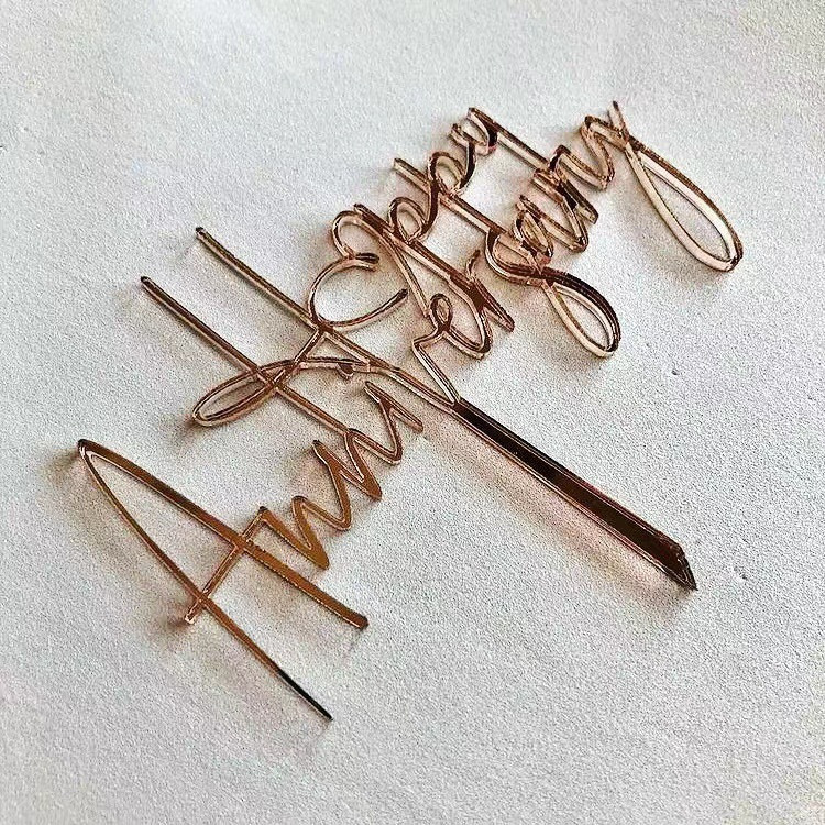 Nauji auksiniai, laimingų jubiliejų, akriliniai pyragaičiai rožiniai auksiniai Valentino dienos tortų papuošimai, skirti Valentino dienos vakarėliams papuošti 2022 m.