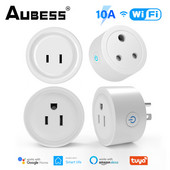Tuya 10A Smart Plug Tuya Smart Home US/JP/IS WiFi Smart Socket hangvezérlés A Smart Life APP Alexa Google Home segítségével működik