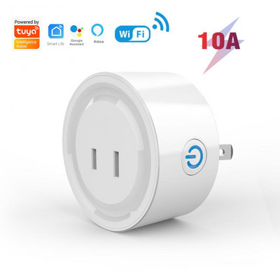 Tuya 10A Smart Plug Tuya Smart Home US/JP/IS WiFi Smart Socket hangvezérlés A Smart Life APP Alexa Google Home segítségével működik