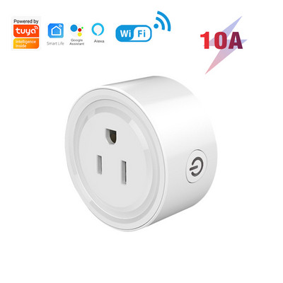 Tuya 10A Smart Plug Tuya Smart Home US/JP/IS WiFi Smart Socket hangvezérlés A Smart Life APP Alexa Google Home segítségével működik