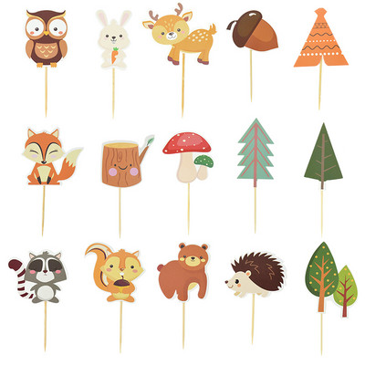 1 rinkinys Miško vakarėlio gyvūnėlių keksų kepurė Animacinių filmų gyvūnai teminiai tortų keptuvės vaikams Gimtadienio vakarėlio puošmenos Kūdikių dušo reikmenys