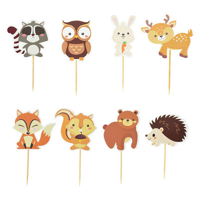 1 rinkinys Miško vakarėlio gyvūnėlių keksų kepurė Animacinių filmų gyvūnai teminiai tortų keptuvės vaikams Gimtadienio vakarėlio puošmenos Kūdikių dušo reikmenys