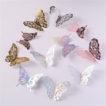 12Pcs Laser Butterfly Cake Topper Cakes Decoration Simulation Butterfly Wedding Crafts Party Decoration Направи си сам домашни стикери за стена