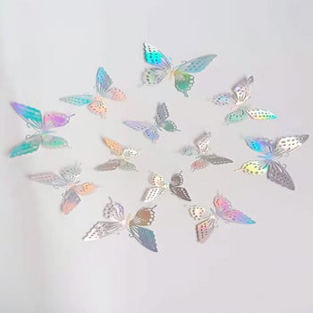 12Pcs Laser Butterfly Cake Topper Cakes Decoration Simulation Butterfly Wedding Crafts Party Decoration Направи си сам домашни стикери за стена