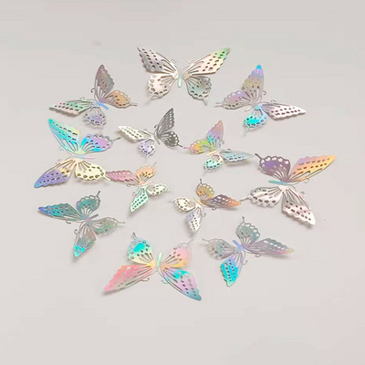 12Pcs Laserski leptir nadjev za kolače Simulacija ukrasa za kolače Leptir Vjenčanje Rukotvorine Dekoracija za zabave DIY kućne zidne naljepnice