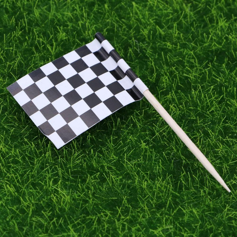 24/48 komada Čačkalice s trkaćom zastavom Čačkalice s kariranom zastavom Čačkalice za predjela Voćni štapići za koktel zabavu - crno-bijele