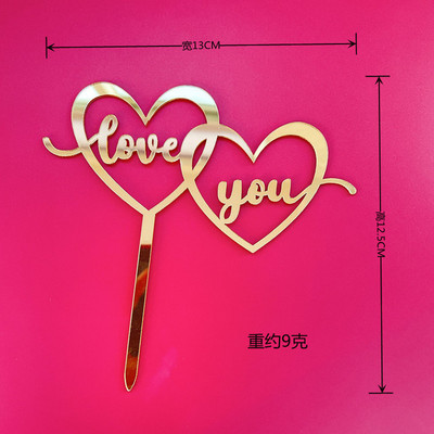 Nova zlatna ljubavna prevlaka za vjenčanu tortu Zlatna akrilna prevlaka za tortu u obliku srca za godišnjicu, vjenčanje, rođendan, ukrasi za tortu