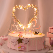 1PC LED rasvjeta u obliku srca Pearl Preljevi za kolače Baby Happy Birthday Wedding Cupcakes Party Cake Bljeskajući alat za ukrašavanje 2022.
