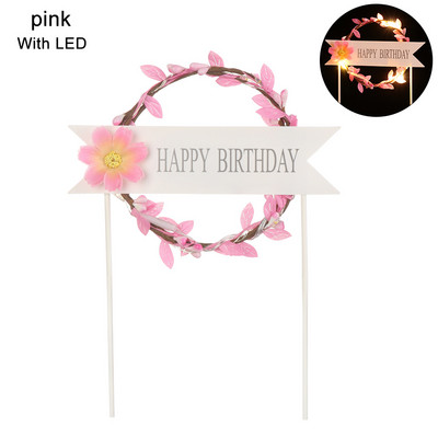 1PC LED rasvjeta u obliku srca Pearl Preljevi za kolače Baby Happy Birthday Wedding Cupcakes Party Cake Bljeskajući alat za ukrašavanje 2022.