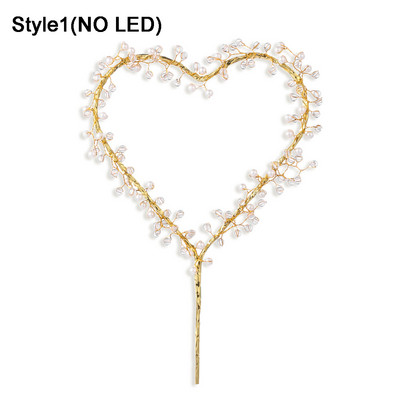 1PC LED rasvjeta u obliku srca Pearl Preljevi za kolače Baby Happy Birthday Wedding Cupcakes Party Cake Bljeskajući alat za ukrašavanje 2022.