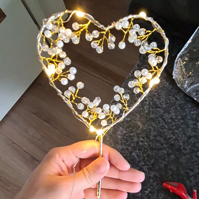 1PC LED rasvjeta u obliku srca Pearl Preljevi za kolače Baby Happy Birthday Wedding Cupcakes Party Cake Bljeskajući alat za ukrašavanje 2022.