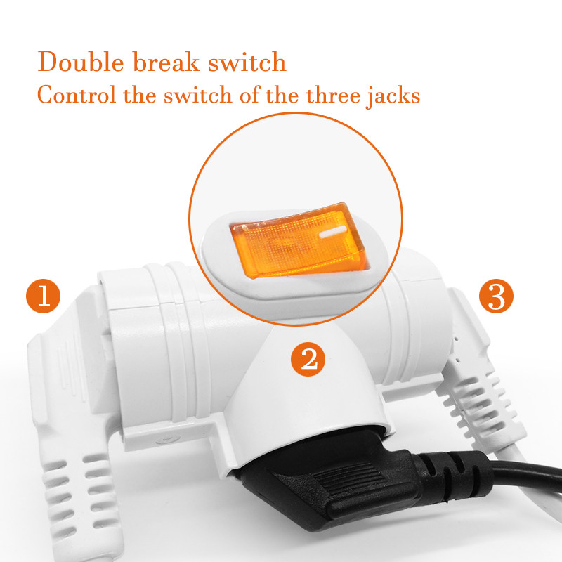 Utikač za pretvorbu europskog tipa, 1 u 3 smjera EU standardna utičnica adaptera napajanja 16 A Putni utikači AC 250 V s kontrolom prekidača