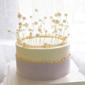 Μεταλλικό μαργαριτάρι Princess Crown Cake Topper Artificial Pearls Headdress Γαμήλια τούρτα Διακόσμηση Baby Shower Topper γενεθλίων Χειροποίητο