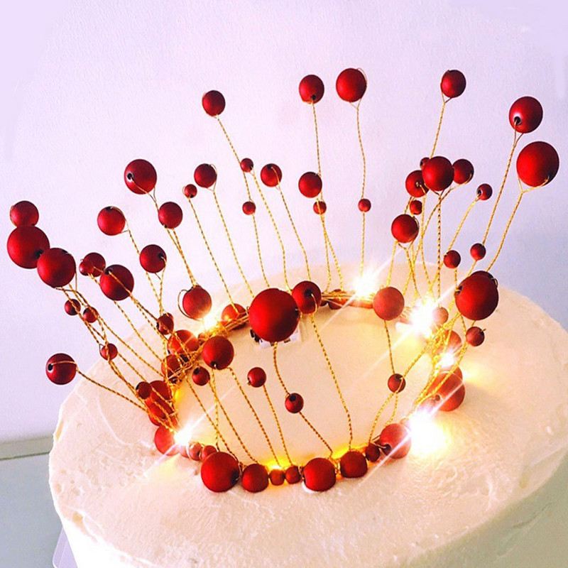 Μεταλλικό μαργαριτάρι Princess Crown Cake Topper Artificial Pearls Headdress Γαμήλια τούρτα Διακόσμηση Baby Shower Topper γενεθλίων Χειροποίητο