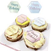 10db szett arany ezüst akril tükör Boldog születésnapot Cupcake Top Cupcakes Kártyabetét Zászló tortadíszek születésnapi partira