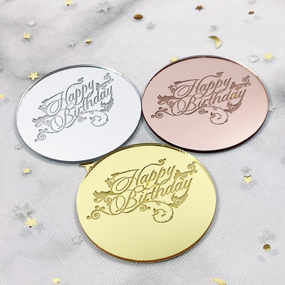 10db szett arany ezüst akril tükör Boldog születésnapot Cupcake Top Cupcakes Kártyabetét Zászló tortadíszek születésnapi partira