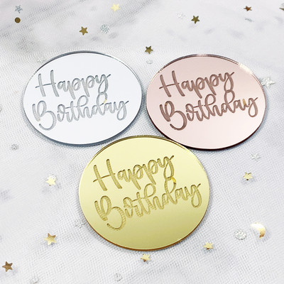 10db szett arany ezüst akril tükör Boldog születésnapot Cupcake Top Cupcakes Kártyabetét Zászló tortadíszek születésnapi partira