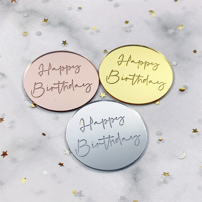 10db szett arany ezüst akril tükör Boldog születésnapot Cupcake Top Cupcakes Kártyabetét Zászló tortadíszek születésnapi partira