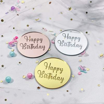 10db szett arany ezüst akril tükör Boldog születésnapot Cupcake Top Cupcakes Kártyabetét Zászló tortadíszek születésnapi partira